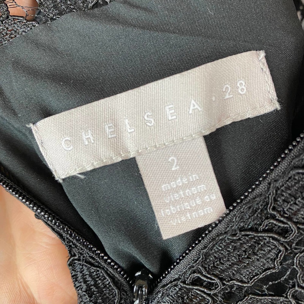 Chelsea28 Dress Black Lace Formal 2 - Picture 6 of 7